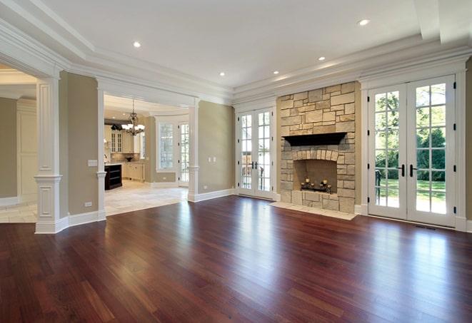 sleek, engineered hardwood floors in a contemporary kitchen